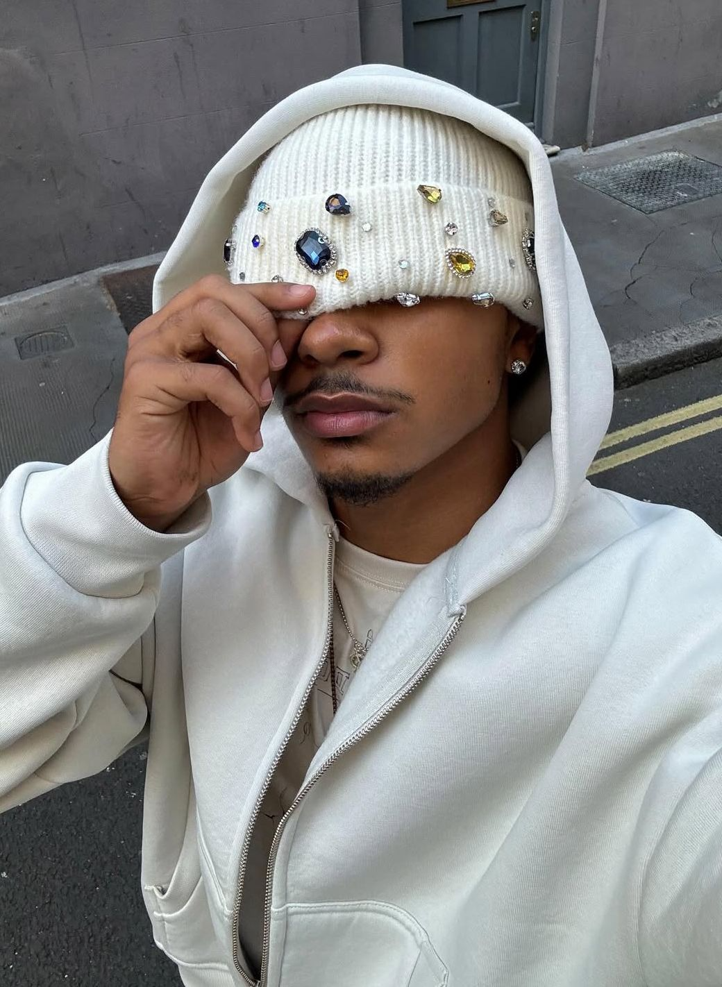 Man wearing a structured six-panel UVict cap