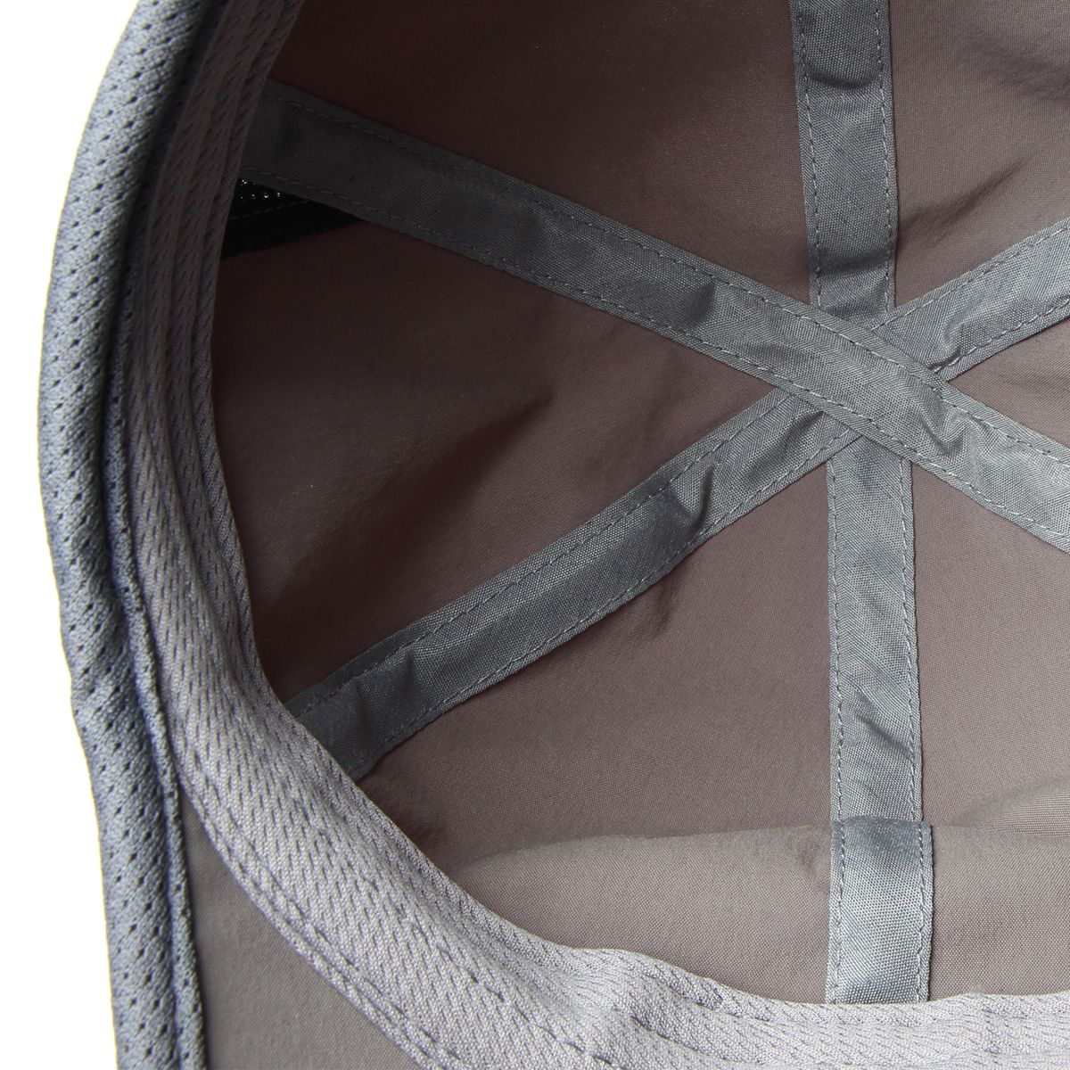 Close detail of a stitched-in sweatband seam